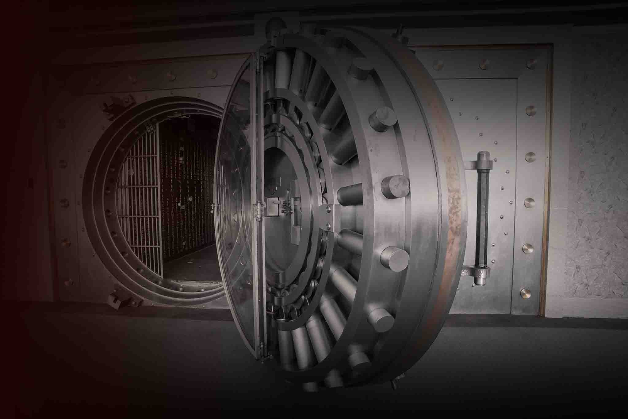 Heavy steel door at a secure vault